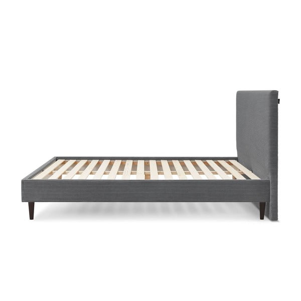 Antracitová čalouněná dvoulůžková postel s roštem 180x200 cm Anja – Bobochic Paris-image-2