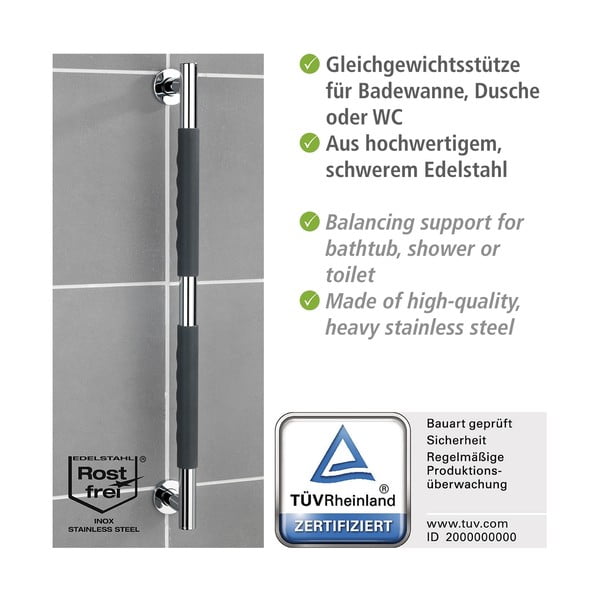 Nástěnné madlo do koupelny z nerezové oceli Secura – Wenko-image-4