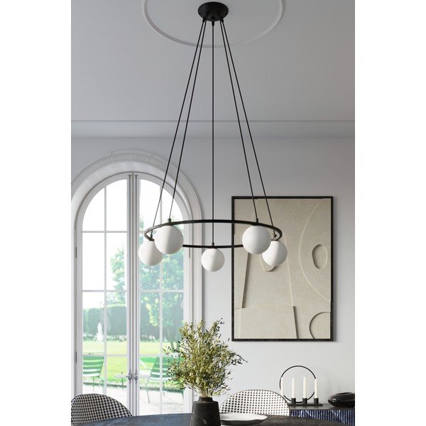 Bílé/černé závěsné svítidlo se skleněným stínidlem Umerta – Sollux-image-1