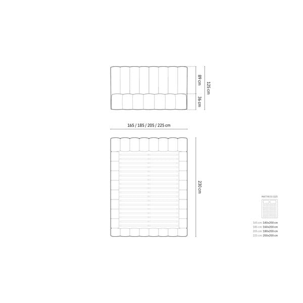 Světle šedá čalouněná dvoulůžková postel s úložným prostorem a roštem 160x200 cm Kelp – Micadoni Home-image-4