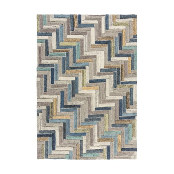 Šedo-modrý vlněný koberec Flair Rugs Russo, 120 x 170 cm