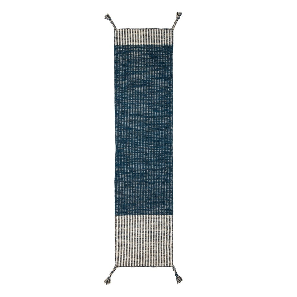 Modrý vlněný běhoun Flair Rugs Anu, 60 x 200 cm