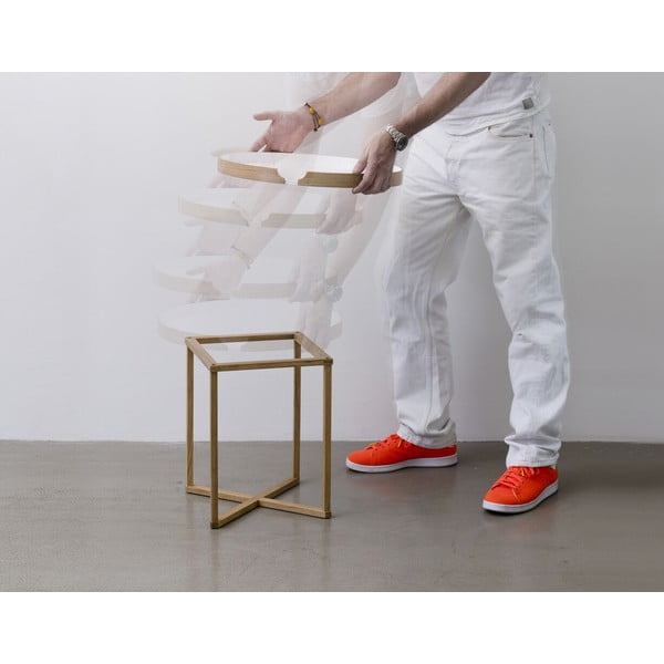 Odkládací stolek z dubového dřeva s odnímatelnou deskou Wireworks Damieh, 45x45 cm-image-1