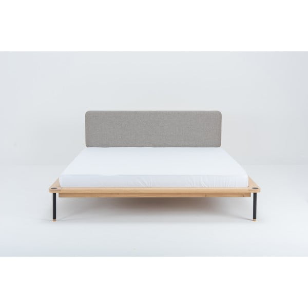 Šedá/přírodní dvoulůžková postel z dubového dřeva s roštem 140x200 cm Fina – Gazzda-image-3