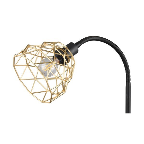 Stojací lampa v černé a zlaté barvě s kovovým stínidlem (výška 180 cm) Haval – Reality-image-4