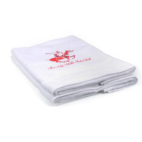 Sada 2 bílých ručníků Beverly Hills Polo Club Brilliant, 60 x 110 cm