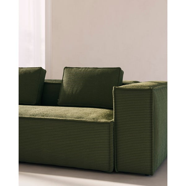 Zelená manšestrová rohová pohovka Blok – Kave Home-image-3