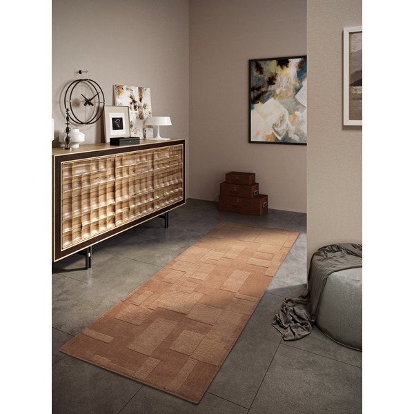 Hnědý ručně tkaný vlněný běhoun 80x250 cm Wilhelmine – Villeroy&Boch-image-1