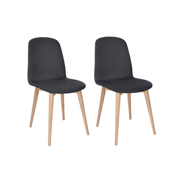 Sada 2 černých jídelních židlí s nohami z masivního dubového dřeva WOOD AND VISION Basic