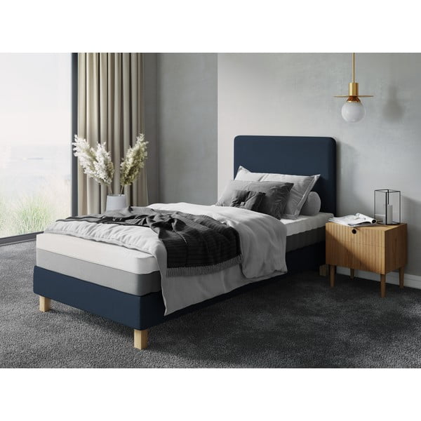 Tmavě modrá čalouněná jednolůžková postel s roštem 90x200 cm Lotus – Cosmopolitan Design-image-4