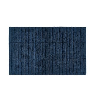 Tmavě modrá bavlněná koupelnová předložka Zone Tiles, 80 x 50 cm