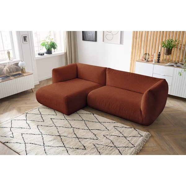 Oranžová manšestrová rohová pohovka (levý roh) Lecomte – Bobochic Paris-image-1