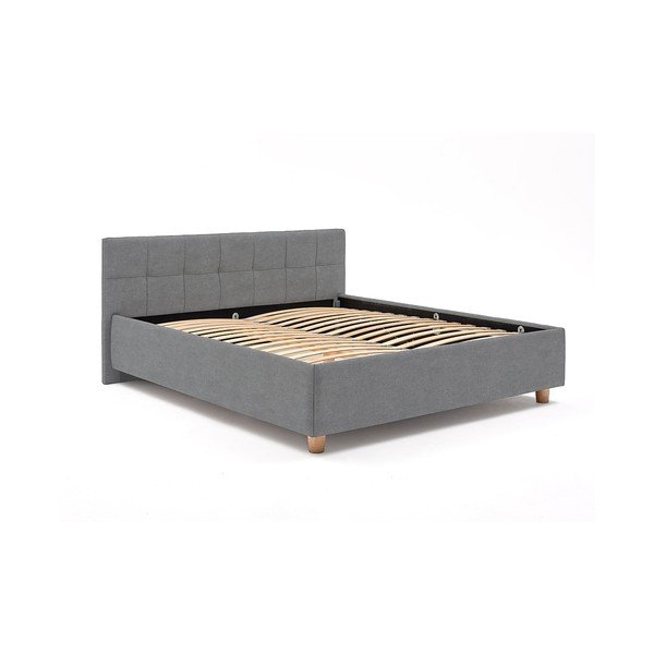 Modrošedá dvoulůžková postel s roštem a úložným prostorem ProSpánek Leda, 180 x 200 cm-image-2