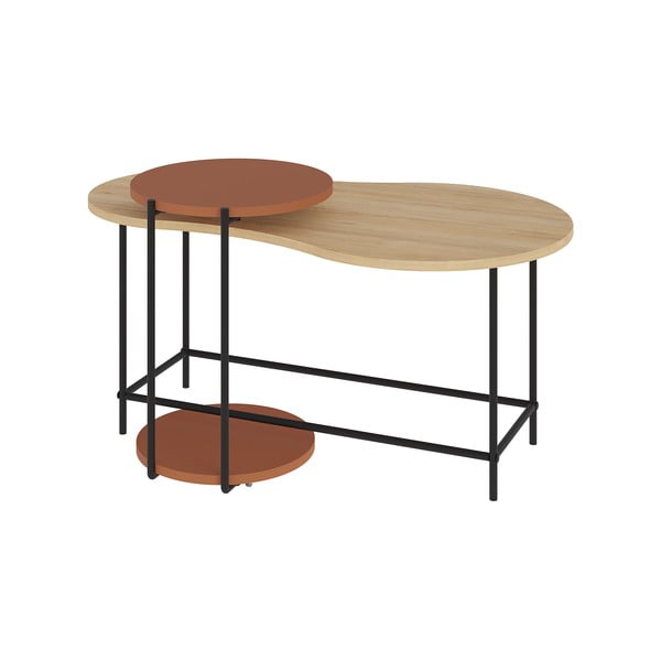 Konferenční stolky s deskou v dubovém dekoru v cihlovo-přírodní barvě v sadě 2 ks 65x103 cm Rosie – Marckeric
