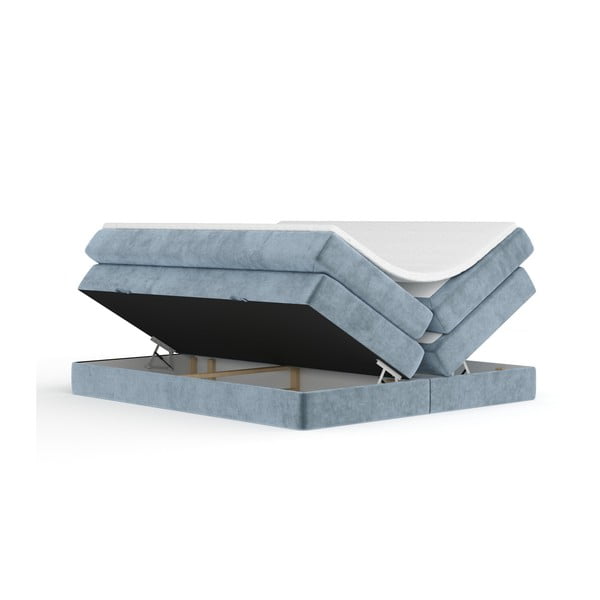 Modrá boxspring postel s úložným prostorem/bez čela 180x200 cm Juniper – Maison de Rêve-image-3