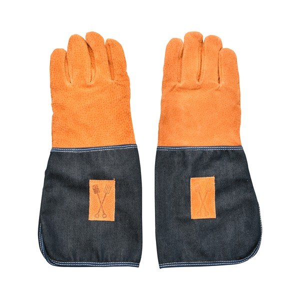 Modro-oranžové zahradnické rukavice s ochranou zápěstí Esschert Design Denim-image-3