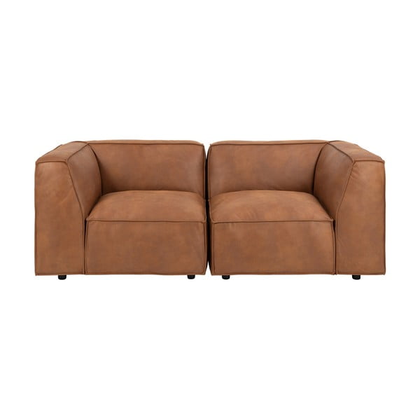 Koňakově hnědá pohovka z imitace kůže 208 cm Fairfield Kentucky – Bonami Selection