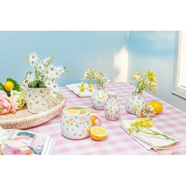 Krémové vázy v sadě 3 ks z kameniny (výška 10 cm) Ditsy Floral – Sass & Belle-image-2