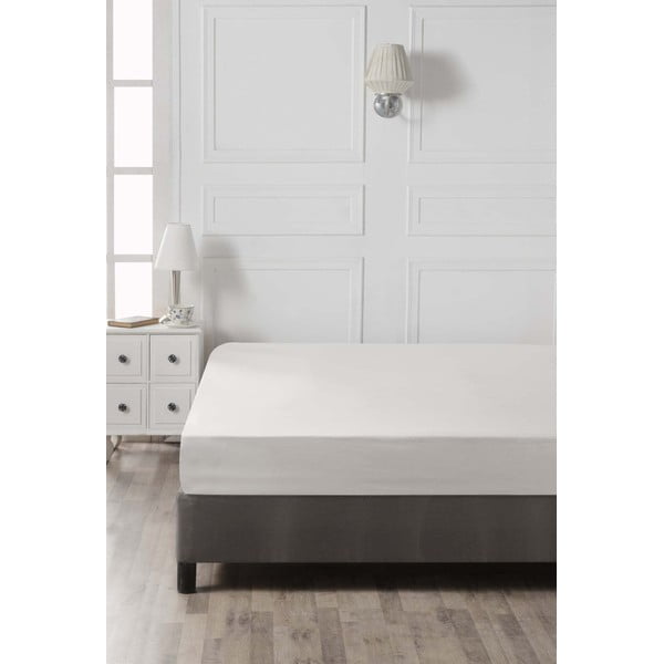 Bílé napínací bavlněné prostěradlo 140x200 cm – Mijolnir-image-2