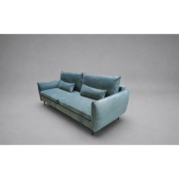Sametová rozkládací/s úložným prostorem pohovka v petrolejové barvě 222 cm Vermont - II. jakost – Cosmopolitan Design-image-2
