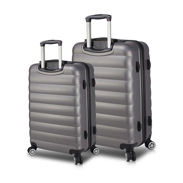 Sada 2 šedých cestovních kufrů na kolečkách s USB porty My Valice RESSNO Large & Medium