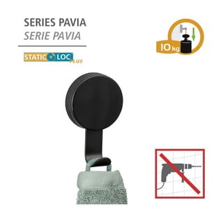 Sada 2 černých háčků na ručník Wenko Pavia