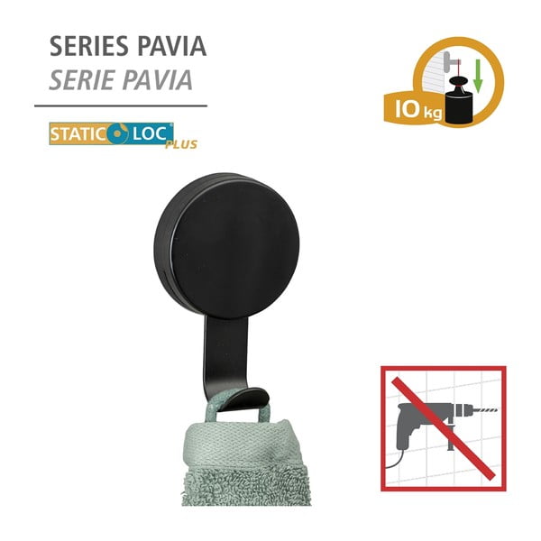 Sada 2 černých háčků na ručník Wenko Pavia-image-1