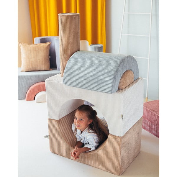 Krémové manšestrové pěnové hřiště 75x49x37 cm Rainbow Montessori – Wigiwama-image-4