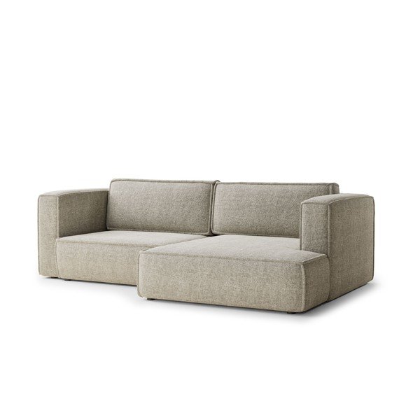 Béžová žinylková rozkládací/s úložným prostorem rohová pohovka (pravý roh/s lenoškou) Velto – Maison de Rêve