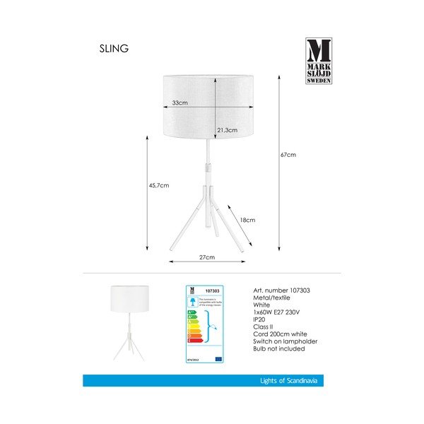 Bílá stolní lampa Markslöjd Sling-image-2