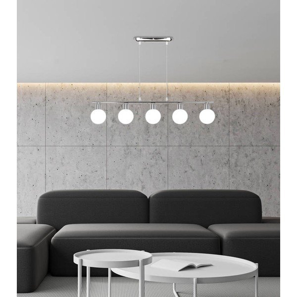 Závěsné svítidlo ve stříbrné barvě se skleněným stínidlem 10x82 cm Oden – Candellux Lighting-image-1