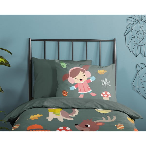 Tmavě zelené bavlněné dětské povlečení na jednolůžko/prodloužené 140x220 cm Fun – Good Morning-image-2