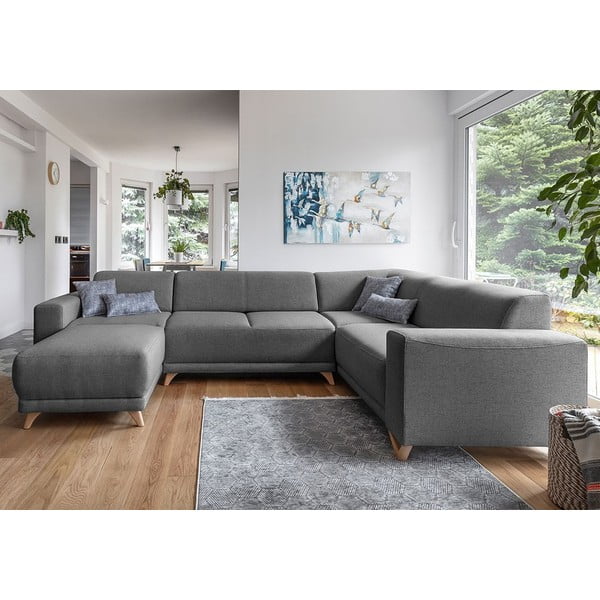 Šedá rozkládací/s úložným prostorem rohová pohovka (pravý roh/do "U") Classy Sophie – Miuform-image-1