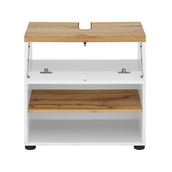 Bílá skříňka pod umyvadlo v dekoru dubu 60x57 cm Thessa – Støraa-image-2