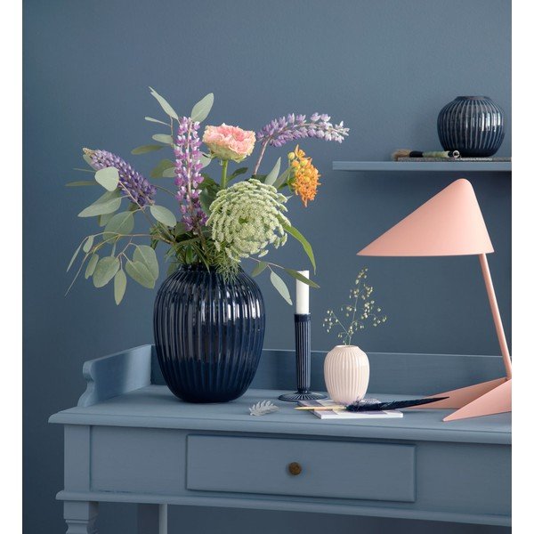 Tmavě modrý kameninový svícen Kähler Design Hammershoi, výška 16 cm-image-3