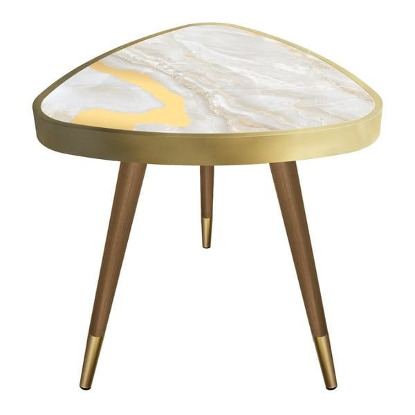 Příruční stolek Maresso Golden Marble Triangle, 45 x 45 cm