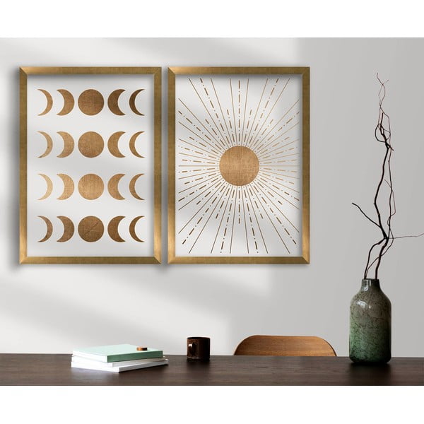 Obrazy v sadě 2 ks 38x53 cm Moon & Sun – Wallity-image-1