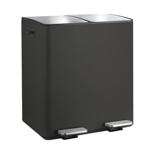 Matně černý ocelový odpadkový koš 2x20 l na tříděný odpad/nášlapný   Aliya – Spirella