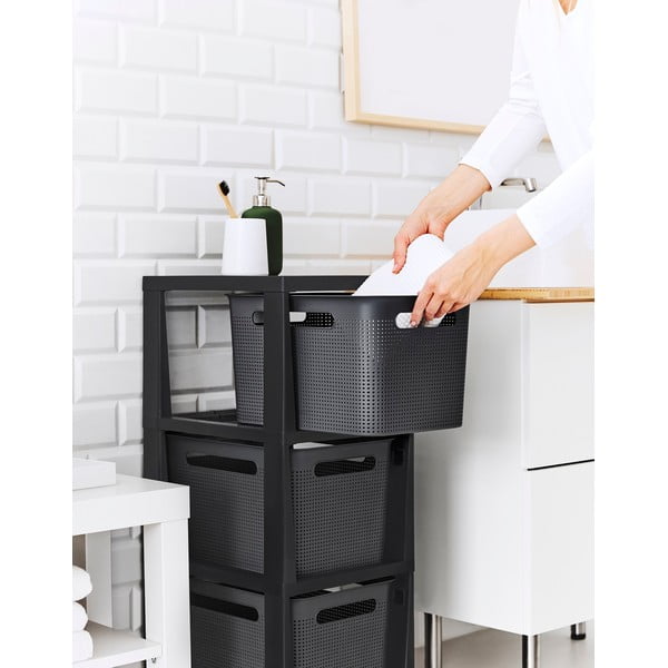 Černo-šedý plastový pojízdný regál 30x77 cm Brisen – Rotho-image-3