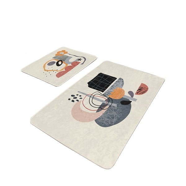 Béžové sametové koupelnové předložky v sadě 2 ks 60x100 cm – Mila Home