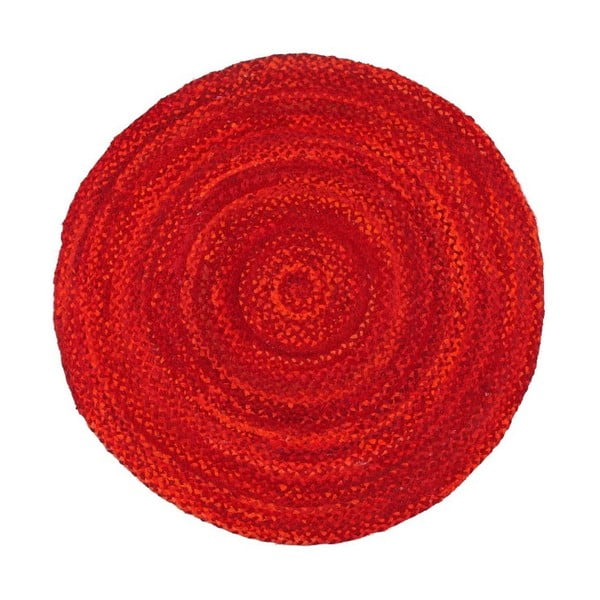 Červený bavlněný kruhový koberec Eco Rugs, Ø 120 cm
