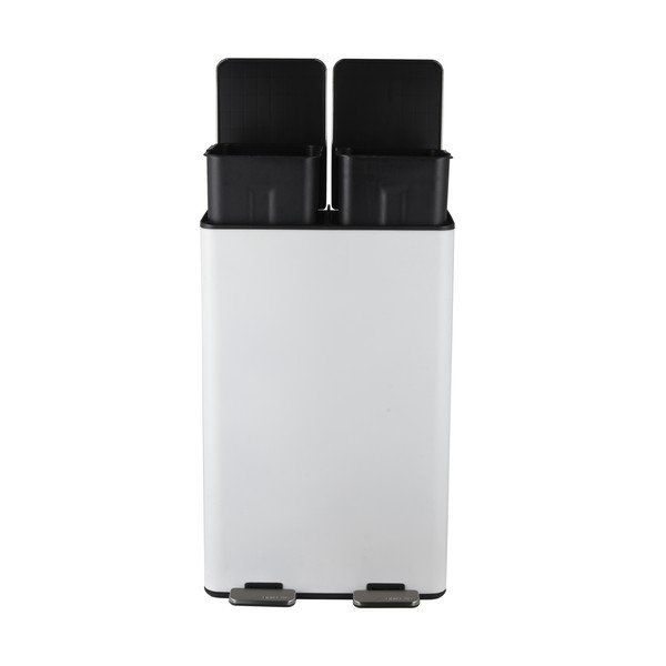 Matně bílý ocelový odpadkový koš 2x30 l na tříděný odpad/nášlapný   Aliya – Spirella-image-4