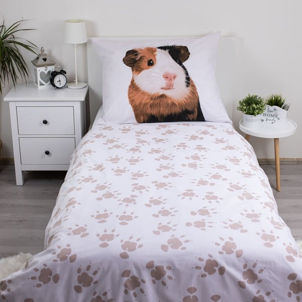 Bílé bavlněné dětské povlečení na jednolůžko 140x200 cm Guinea Pig – Jerry Fabrics-image-2