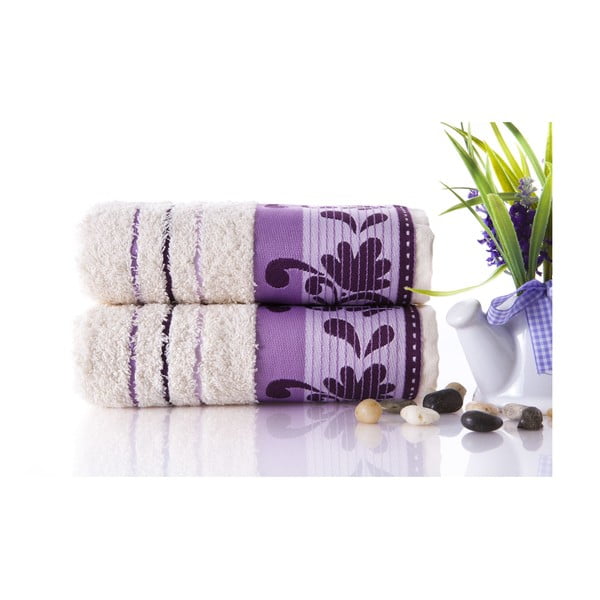 Set dvou ručníků Melodi Purple, 50x90 cm