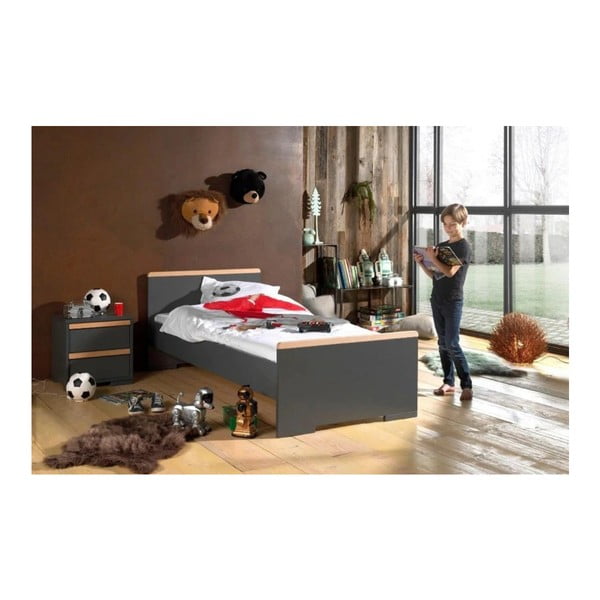 Tmavě šedý dětský noční stolek London – Vipack-image-2