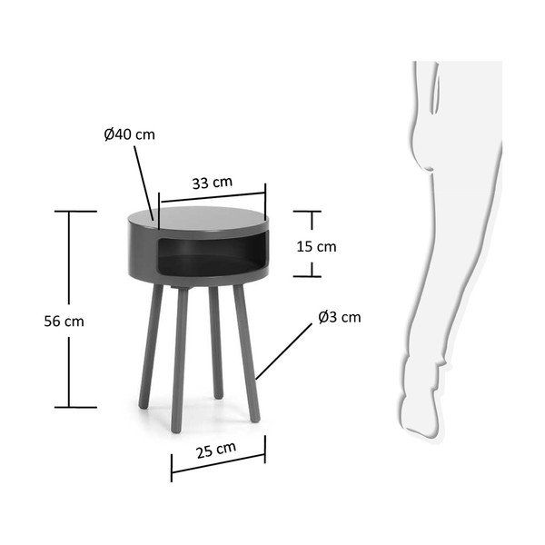 Šedý odkládací stolek s úložným prostorem Kave Home Bruk-image-4
