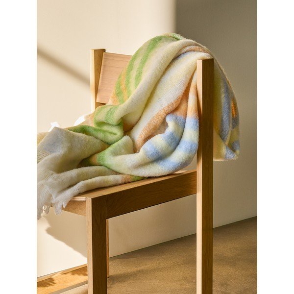 Žlutá/zelená deka s příměsí vlny 140x200 cm Loom – Hübsch-image-1