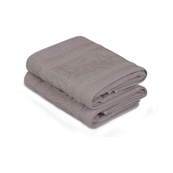 Sada 2 hnědých bavlněných ručníků Yosemine, 50 x 90 cm