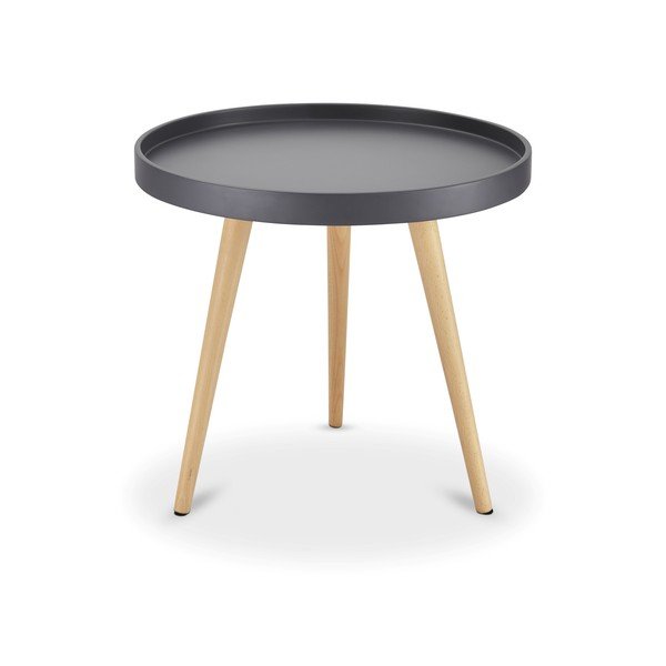 Šedý odkládací stolek s nohami z bukového dřeva Furnhouse Opus, Ø 50 cm-image-1