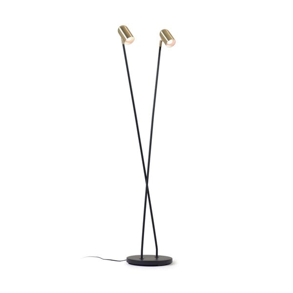 Černá/ve zlaté barvě stojací lampa s kovovým stínidlem (výška 152 cm) Clemence – Kave Home